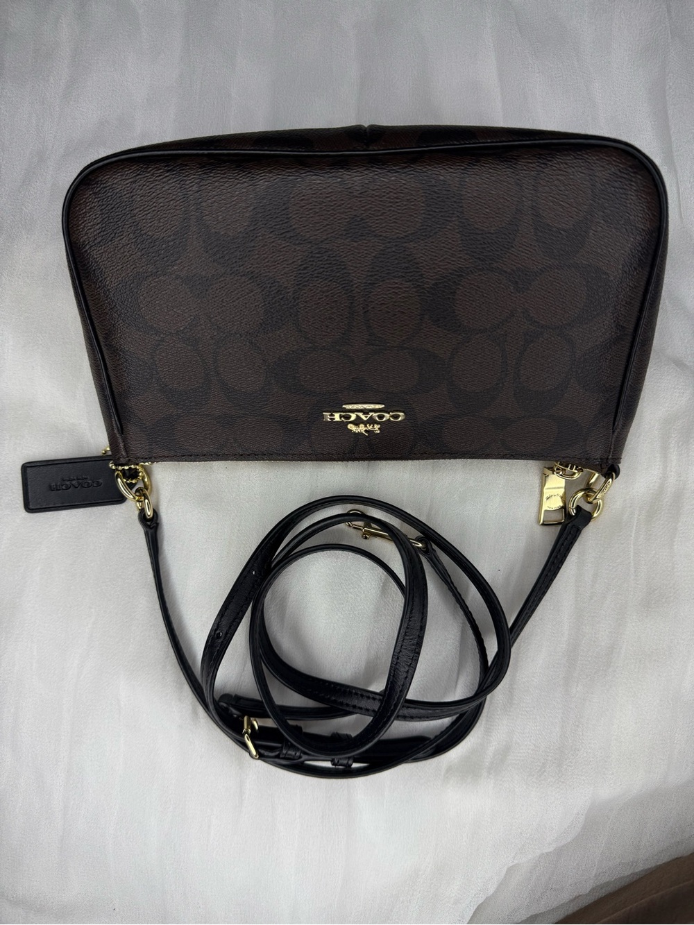 Coach top handle pouch in signature canvas bag